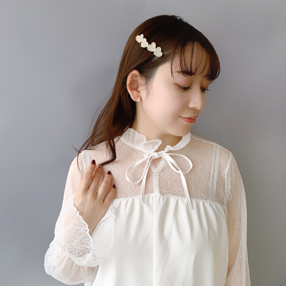 V-527) ハートモチーフバレッタ | ビーズ・パーツなどのハンドメイド