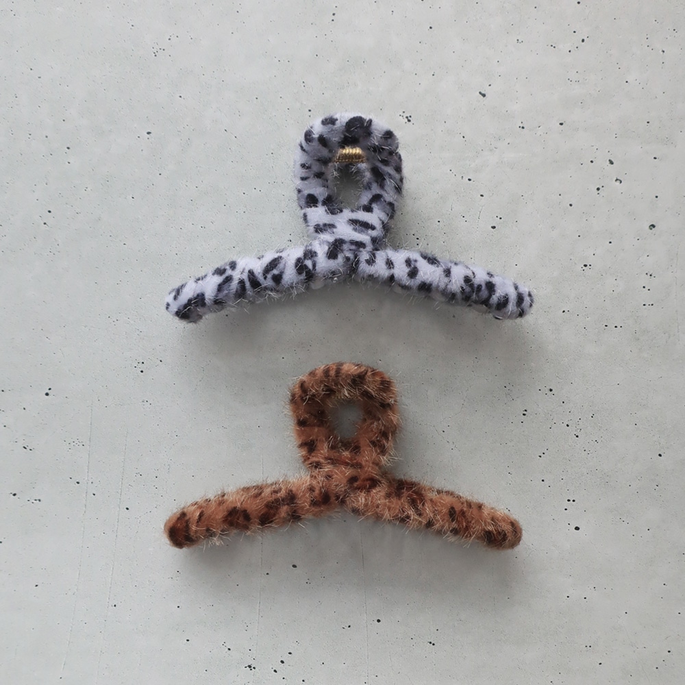 V-498) レオパード柄バンスクリップ | ビーズ・パーツなどの