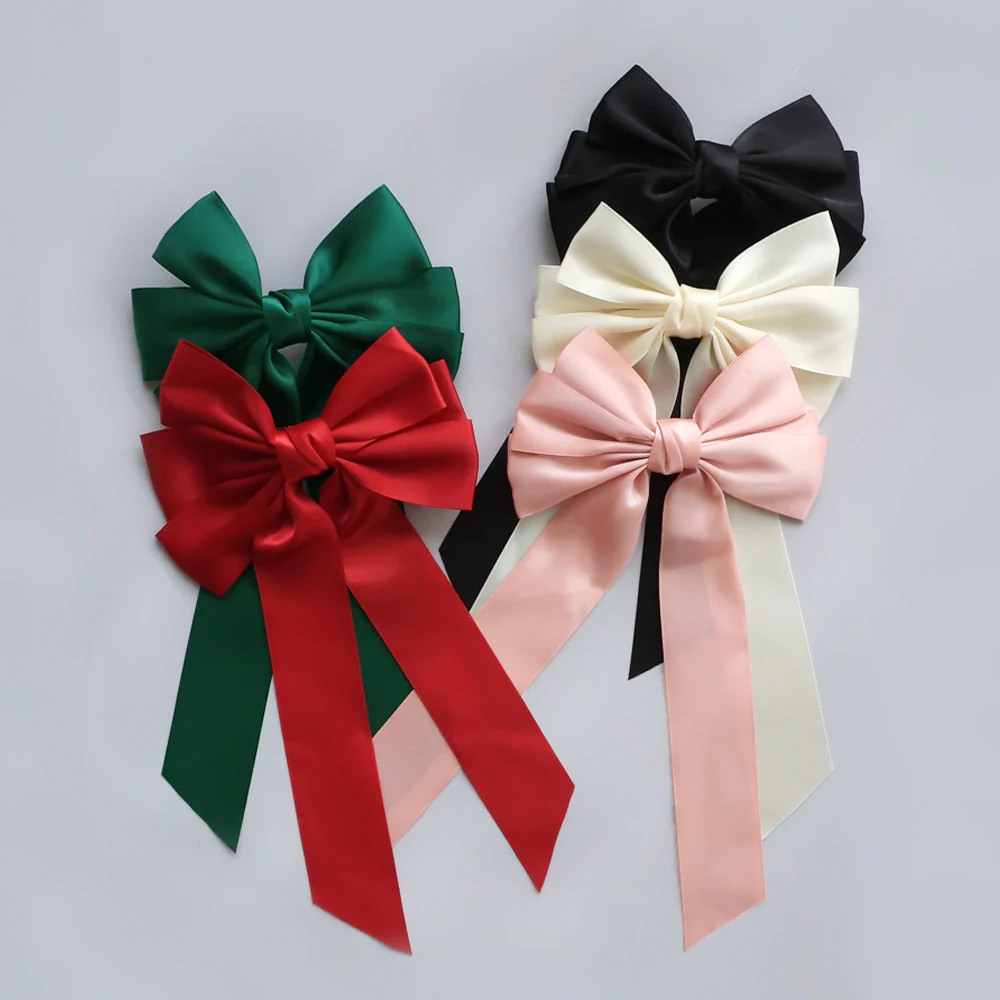 V-516) サテンリボンバレッタ | ビーズ・パーツなどの