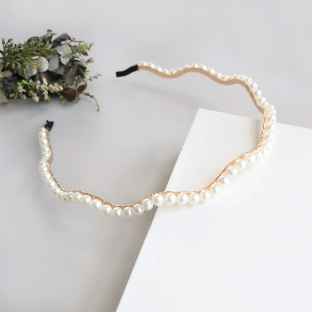 ディーラー様製 カチューシャ K-238) パールウェーブカチューシャ | ビーズ・パーツなどの