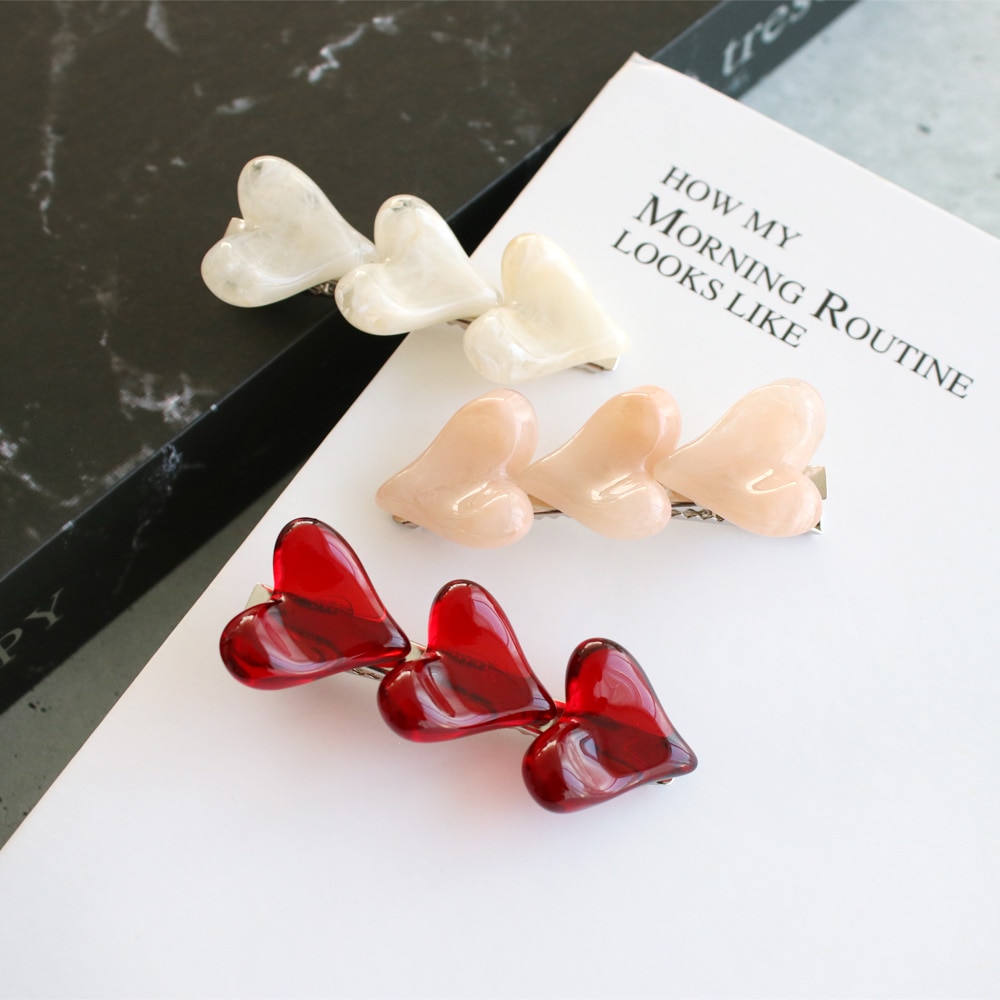 ローズリボン(赤いハート)のヘアゴム ♡ハンドメイド