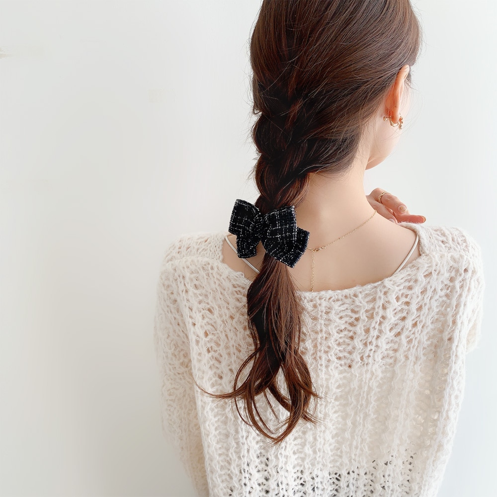 C-343) ツイードリボンクリップ | ビーズ・パーツなどのハンドメイド