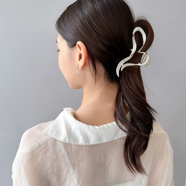 V-588) ニュアンスハートビジューバンスクリップ | ビーズ・パーツなど