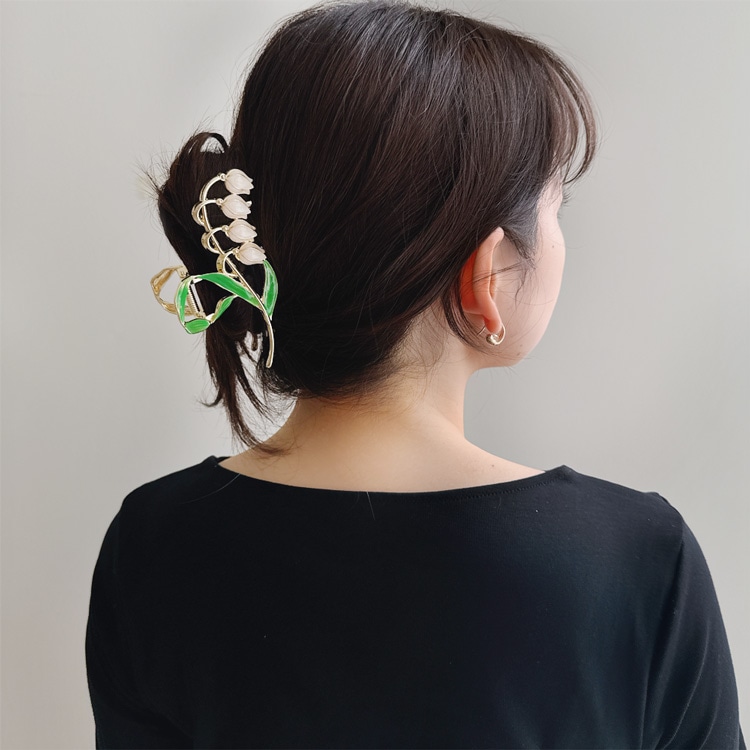 V-581) スズランバンスクリップ | ビーズ・パーツなどのハンドメイド