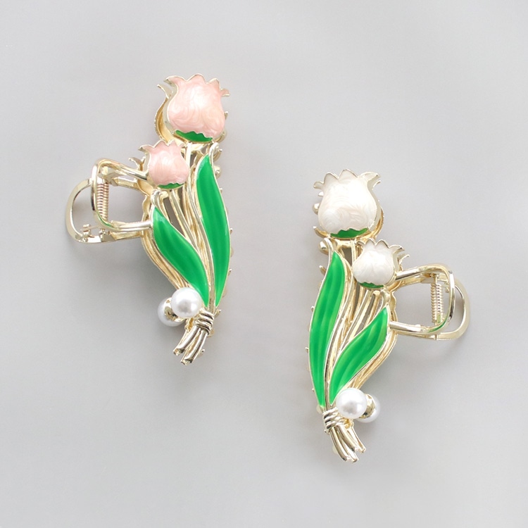 V-580) フラワーバンスクリップ | ビーズ・パーツなどのハンドメイド