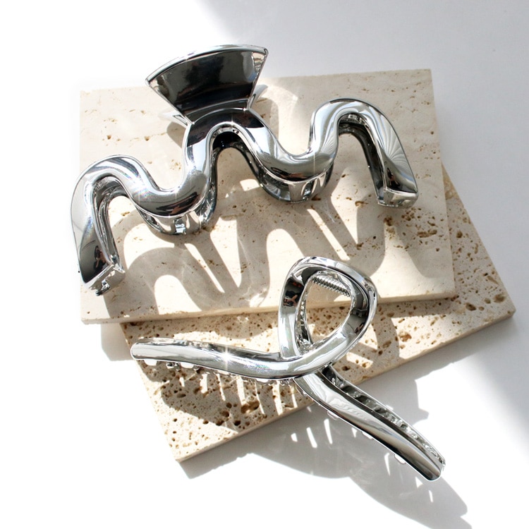 V-575) シルバークロスバンスクリップ | ビーズ・パーツなどの