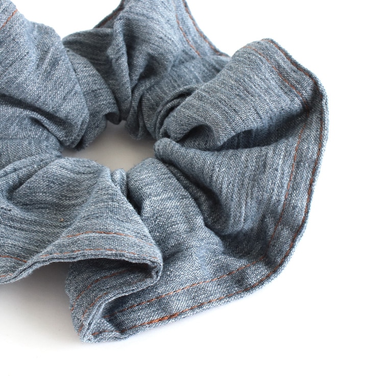 S-662) デニム風シュシュ | ビーズ・パーツなどのハンドメイドパーツ