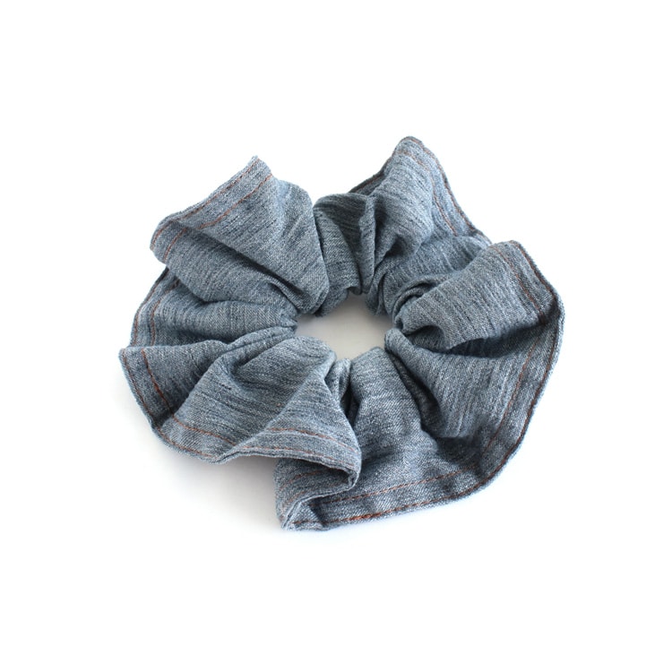 S-662) デニム風シュシュ | ビーズ・パーツなどのハンドメイドパーツ