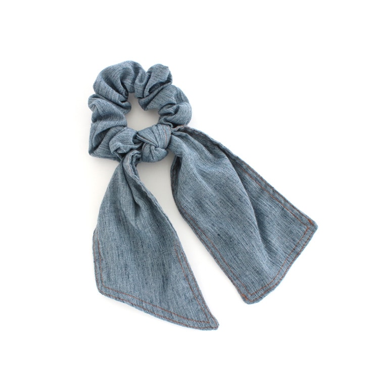 S-661) デニム風シュシュ | ビーズ・パーツなどのハンドメイドパーツ