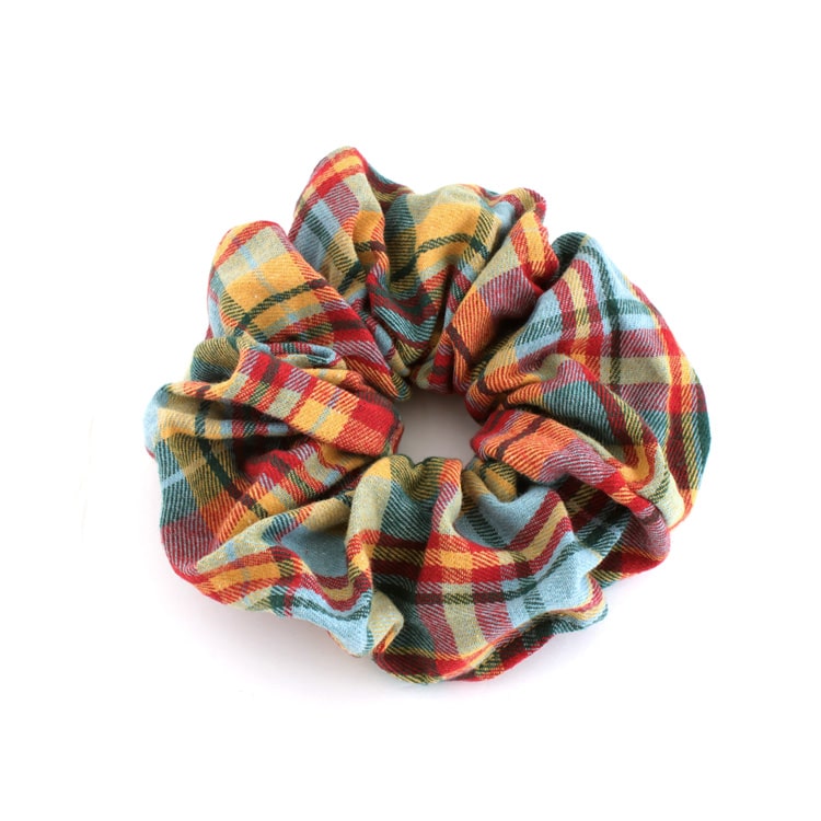 ハンドメイドシュシュM-4017♡花柄×マスタードジョーゼット♡ ハンドメイドシュシュM-4017♡花柄×マスタードジョーゼット