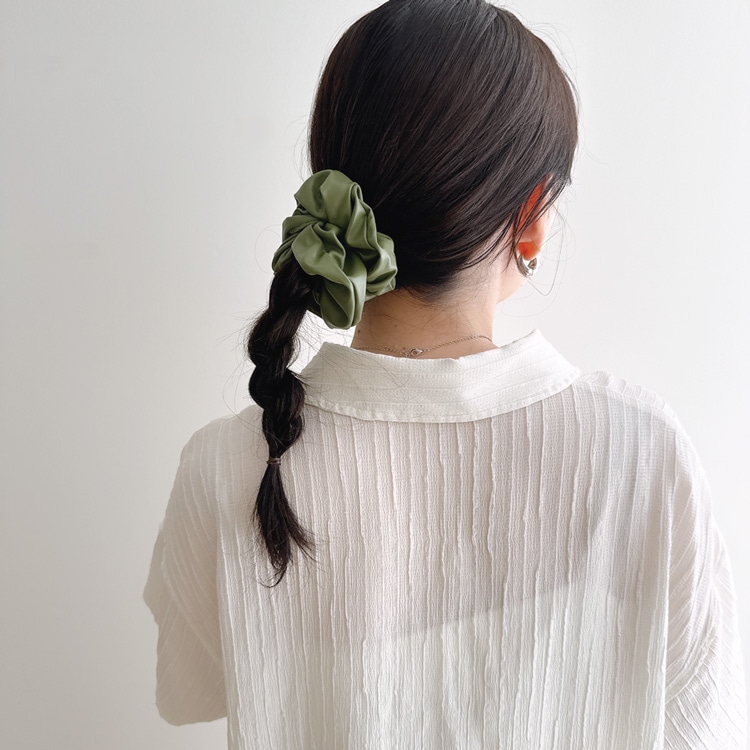 S-666) シンプル合皮シュシュ | ビーズ・パーツなどのハンドメイド