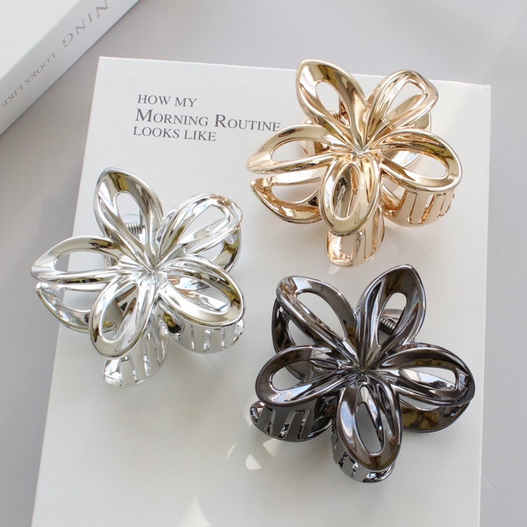 V-626) メタリックフラワーバンスクリップ | ビーズ・パーツなどの