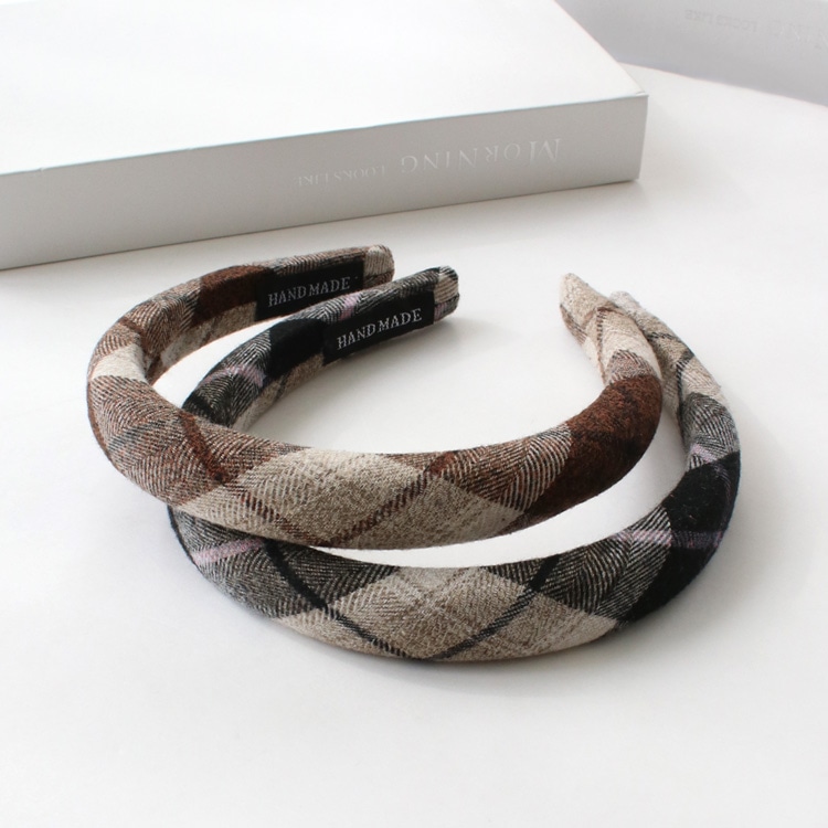 K-259) チェック柄カチューシャ | ビーズ・パーツなどのハンドメイド