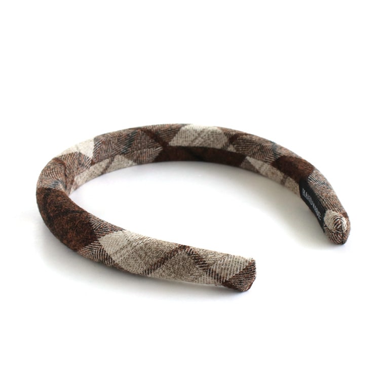 K-259) チェック柄カチューシャ | ビーズ・パーツなどのハンドメイド