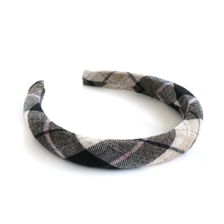 K-259) チェック柄カチューシャ | ビーズ・パーツなどのハンドメイド