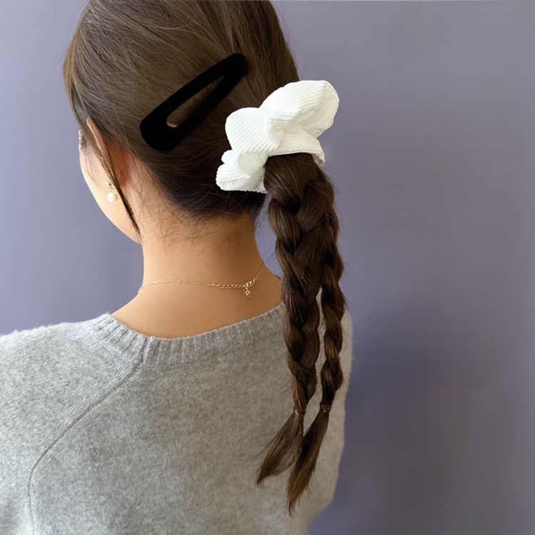 S-686) ベロアストライプシュシュ | ビーズ・パーツなどのハンドメイド