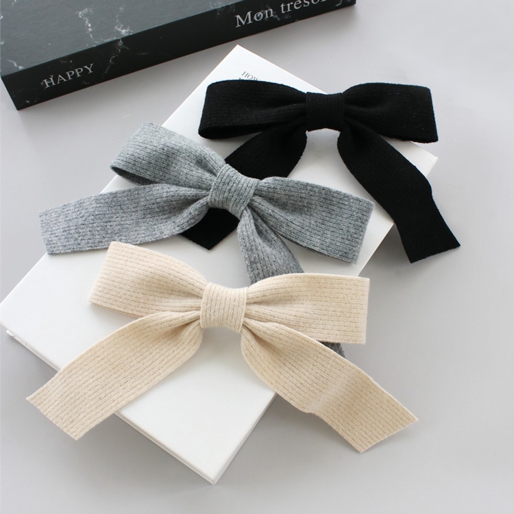 V-637) ニットリボンバレッタ | ビーズ・パーツなどのハンドメイド