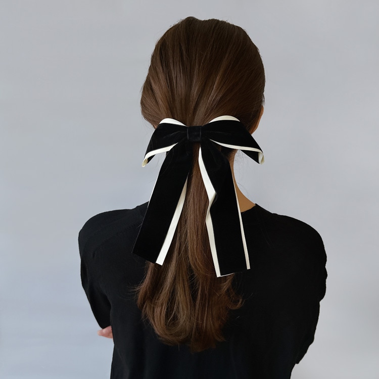 V-656) ベロアリボンバレッタ | ビーズ・パーツなどのハンドメイド