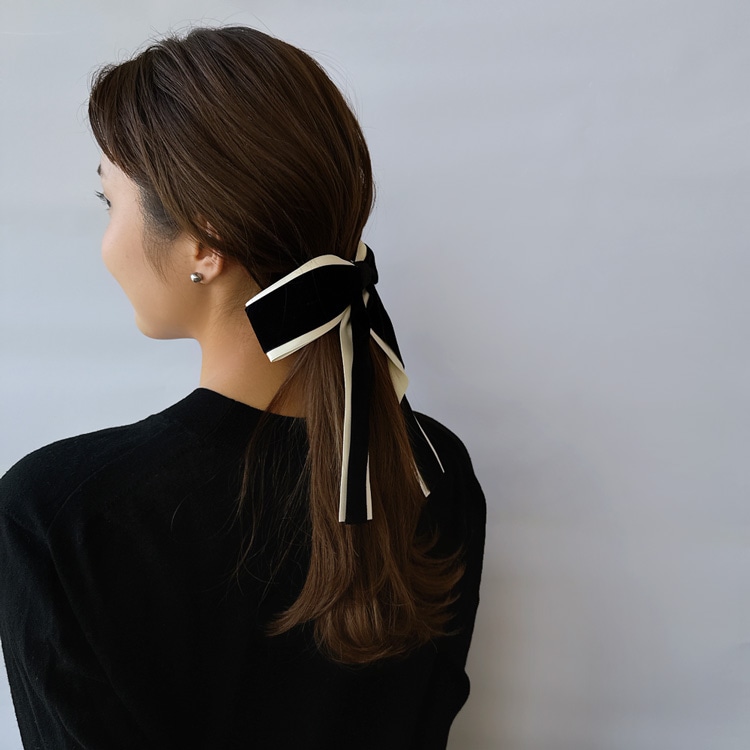 V-656) ベロアリボンバレッタ | ビーズ・パーツなどのハンドメイド