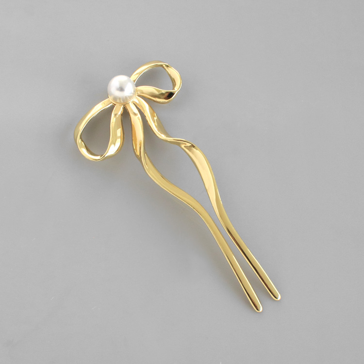 和リボン☆玉かんざし K-277) メタルリボンかんざし | ビーズ・パーツなどのハンドメイド