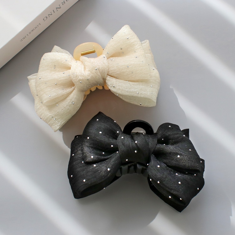 V-649) シフォンリボンバンスクリップ | ビーズ・パーツなどの