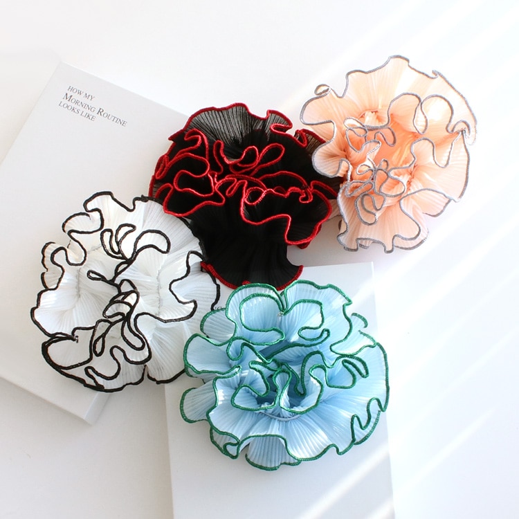 S-633) リボン付ドット柄シュシュ | ビーズ・パーツなどのハンドメイド