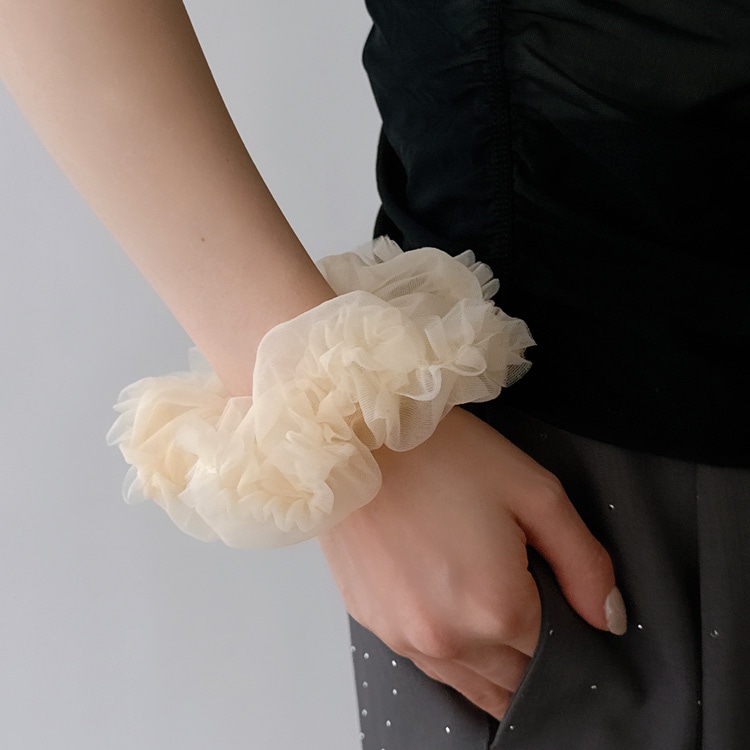 S-744) エアリーフリルシュシュ | ビーズ・パーツなどのハンドメイド