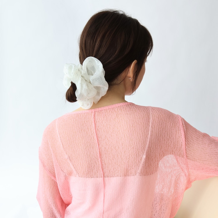 S-742) シフォンドットシュシュ | ビーズ・パーツなどのハンドメイド