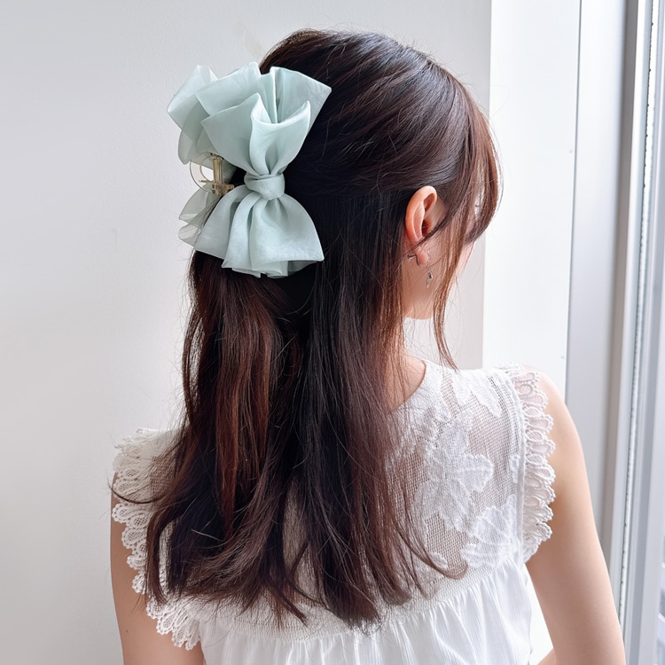 V-726) Chiffon Ribbon Hair Clip | Online store selling handmade