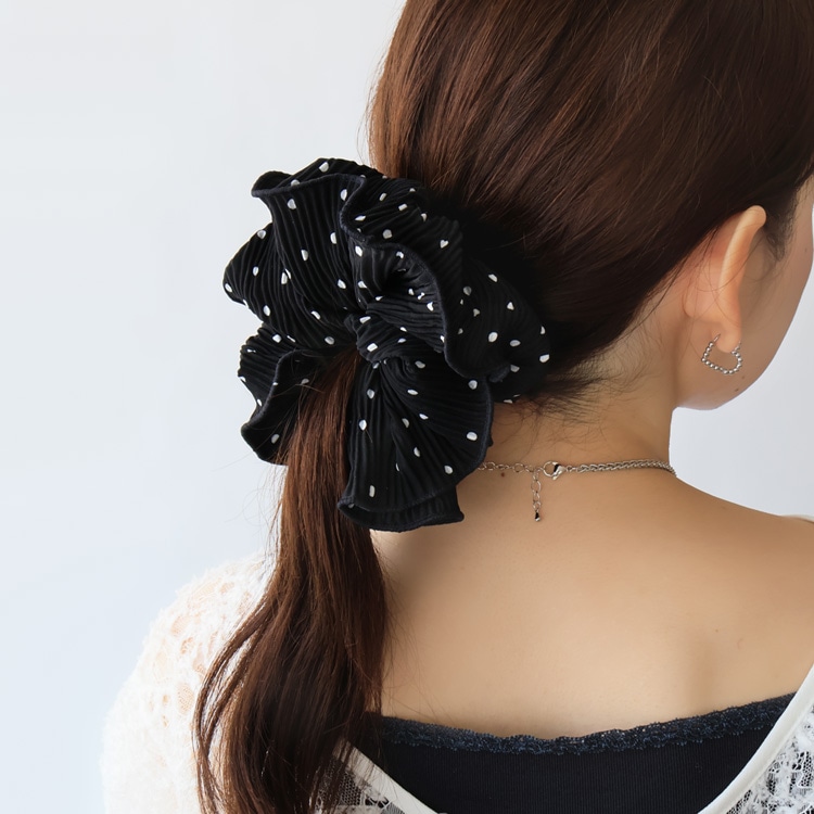 S-762) ドットプリーツシュシュ | ビーズ・パーツなどのハンドメイド