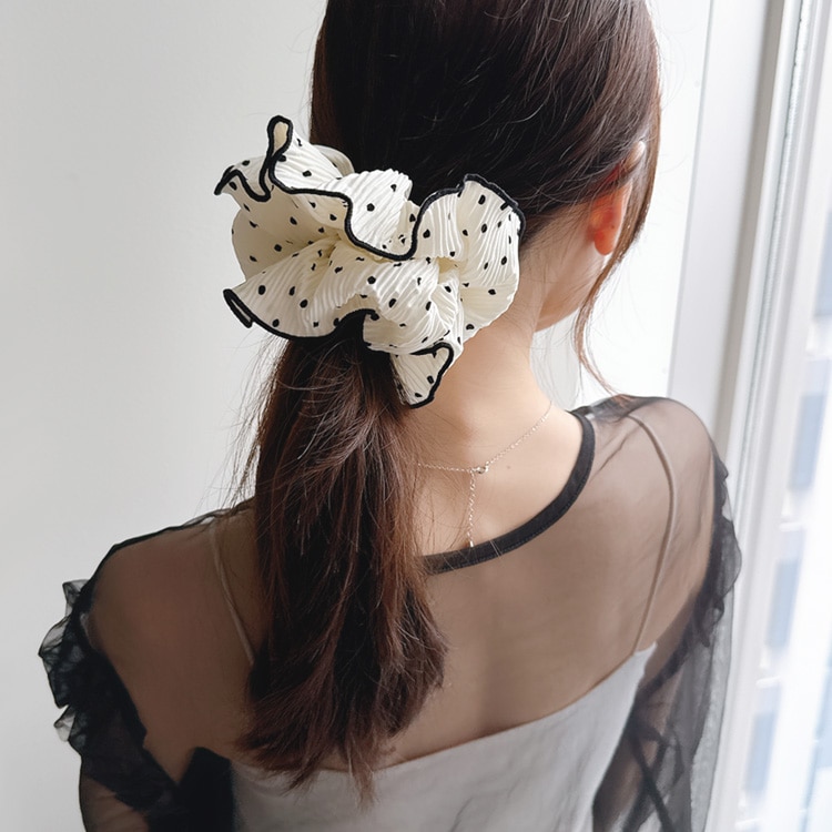 S-762) ドットプリーツシュシュ | ビーズ・パーツなどのハンドメイド