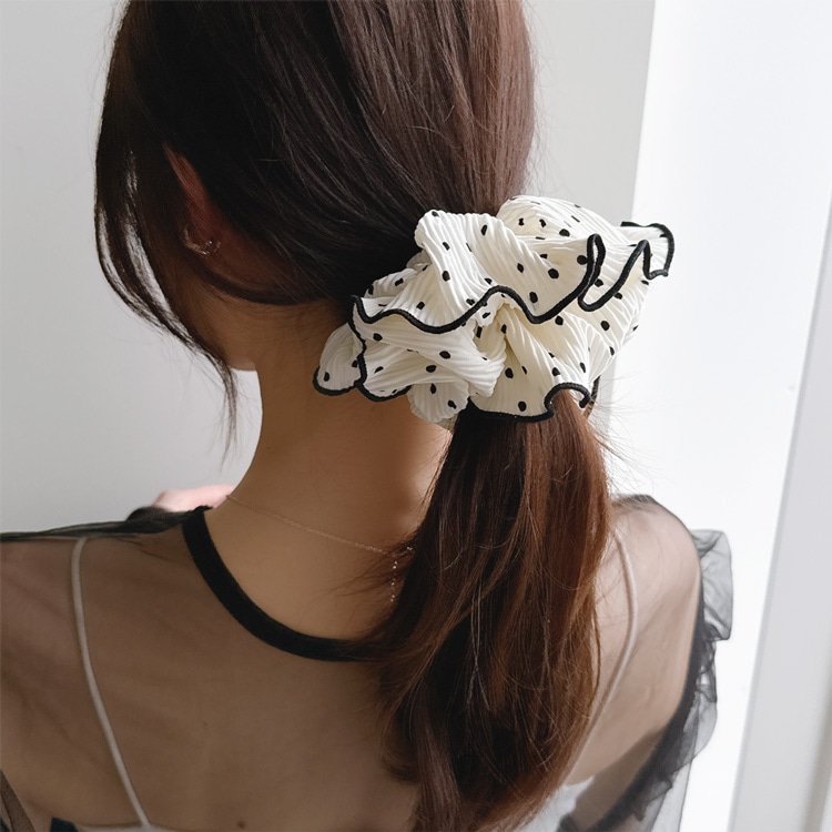S-762) Dot Pleated Scrunchie | Online store selling handmade parts