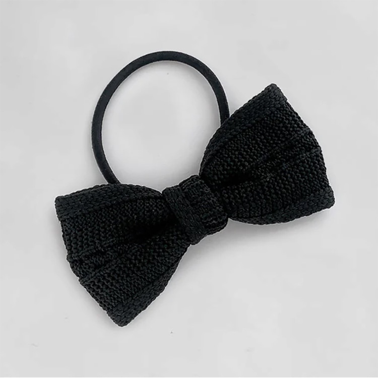 S-590) ニットリボンゴムポニー | ビーズ・パーツなどのハンドメイド