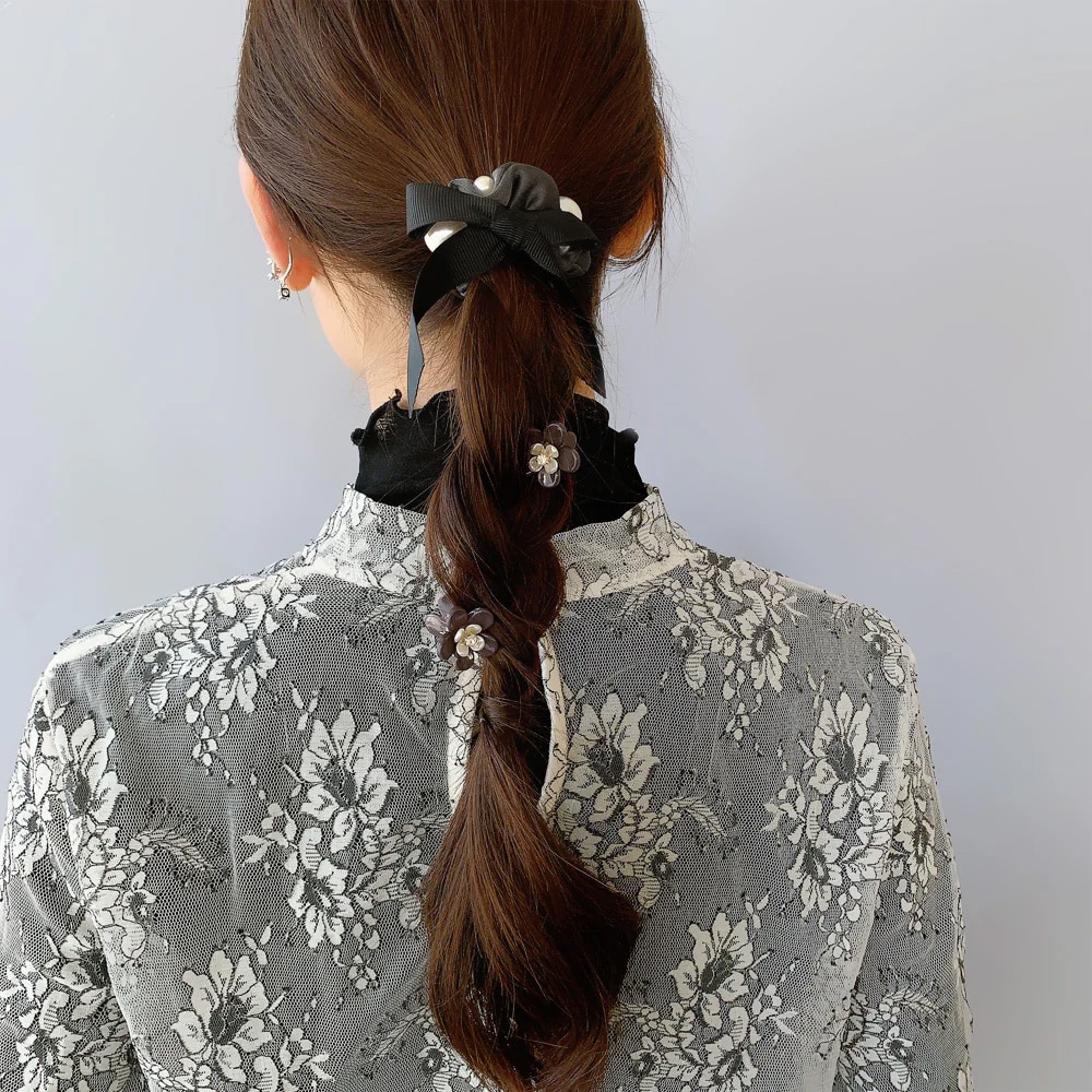 最終価格☆ORB刺繍チェック柄リボンシュシュ 最終価格☆ORB刺繍チェック柄リボンシュシュ ヘアアクセサリー