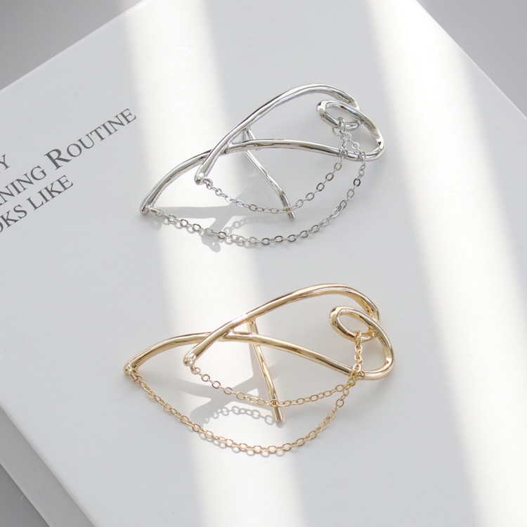 F-154 ) チェーン付メタルハートポニーフック | ビーズ・パーツなどの