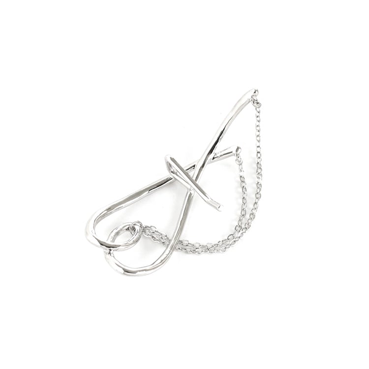 F-154 ) チェーン付メタルハートポニーフック | ビーズ・パーツなどの