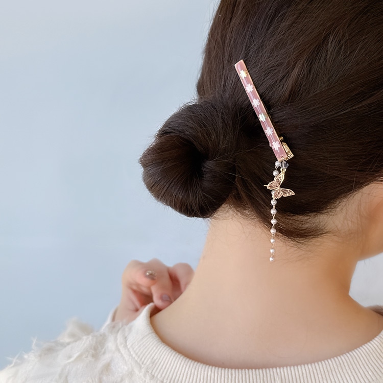C-408) バタフライ×桜クリップ | ビーズ・パーツなどのハンドメイド