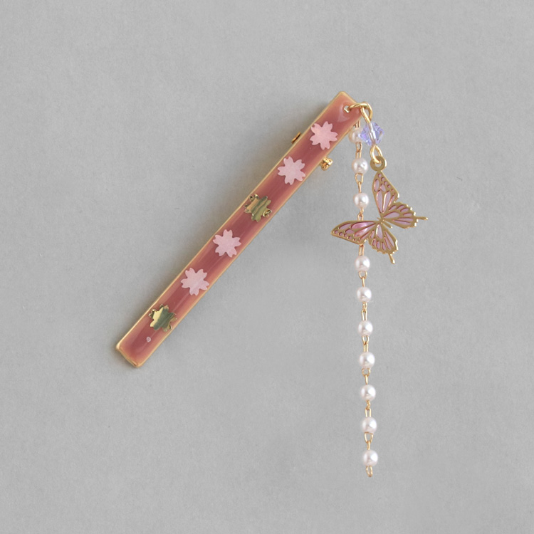 C-408) バタフライ×桜クリップ | ビーズ・パーツなどのハンドメイド