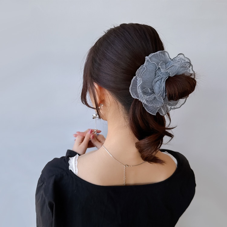 S-711) チュールフリルシュシュ | ビーズ・パーツなどのハンドメイド