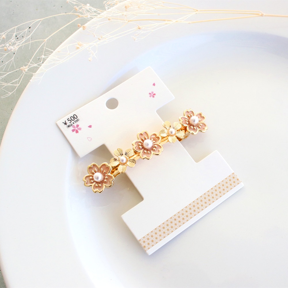 V-548) 桜モチーフバレッタ | ビーズ・パーツなどのハンドメイド