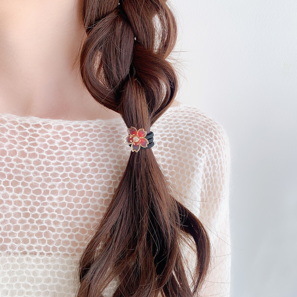 S-629) 桜モチーフゴムポニー | ビーズ・パーツなどのハンドメイド