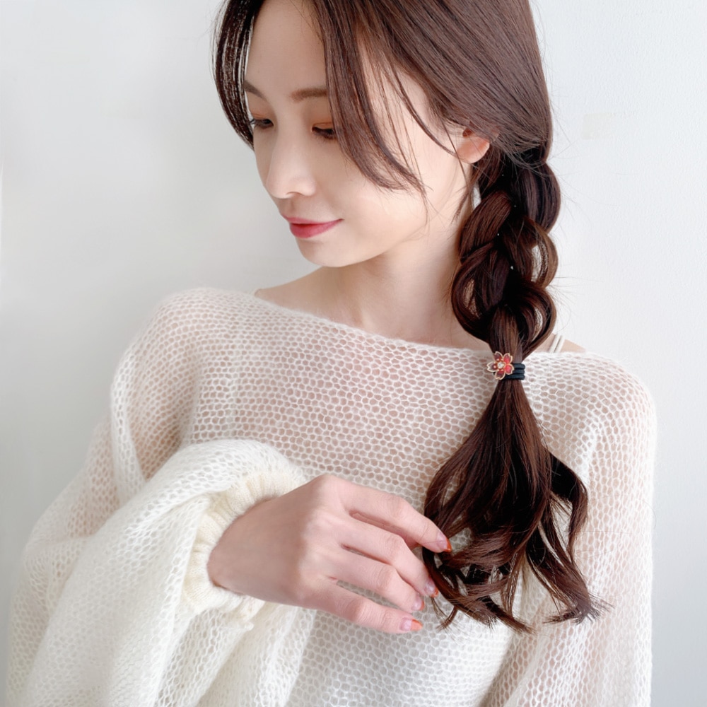 S-629) 桜モチーフゴムポニー | ビーズ・パーツなどのハンドメイド