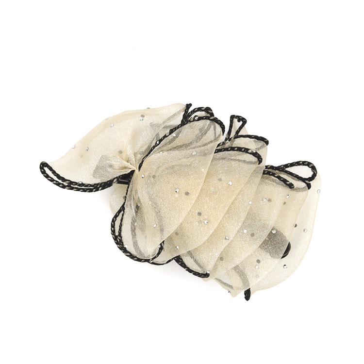 V-729) Dot Sheer Frill Banana Clip | Online store selling handmade