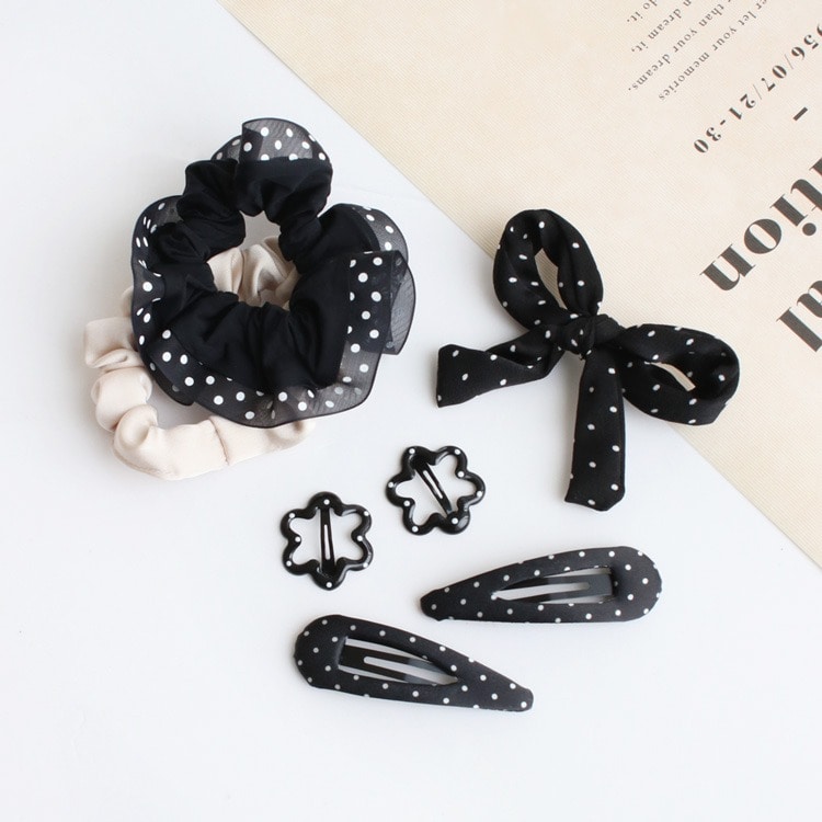 C-411) ドットリボンクリップ | ビーズ・パーツなどのハンドメイド