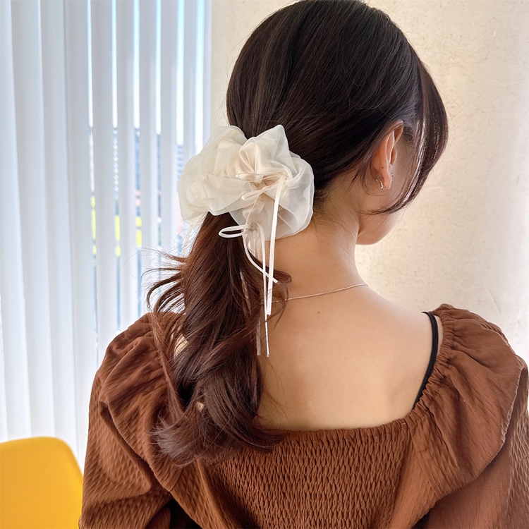 S-712) シアーリボンシュシュ | ビーズ・パーツなどのハンドメイド