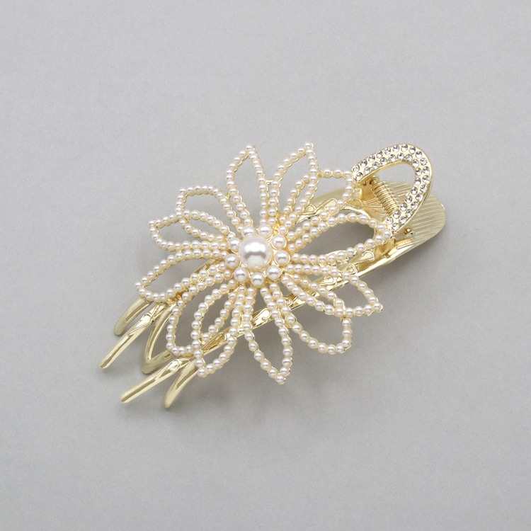 C-417) パールフラワーヘアクリップ | ビーズ・パーツなどの