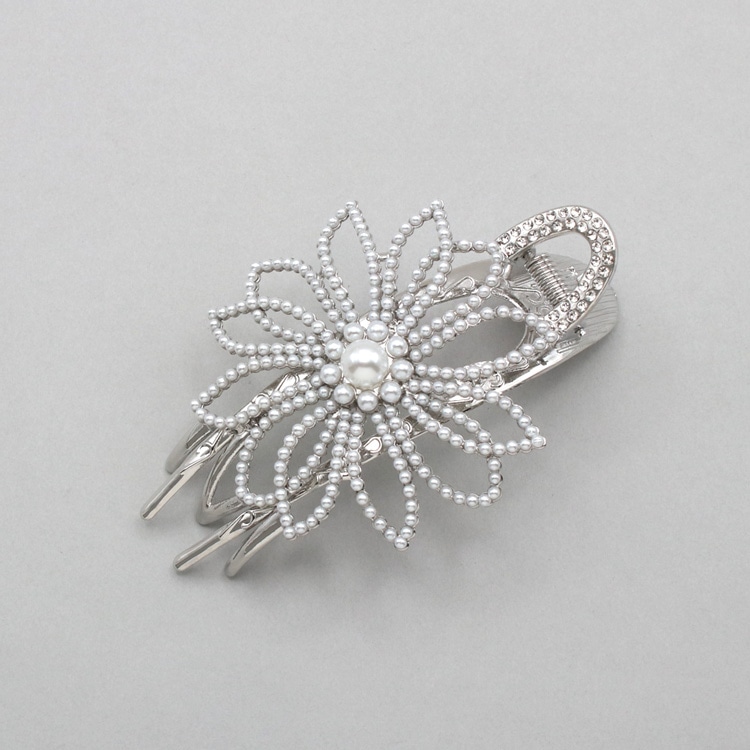 C-417) パールフラワーヘアクリップ | ビーズ・パーツなどの