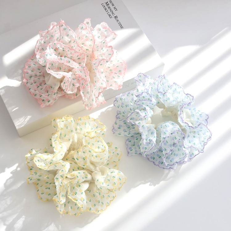 S-729) 小花柄シアーシュシュ | ビーズ・パーツなどのハンドメイド