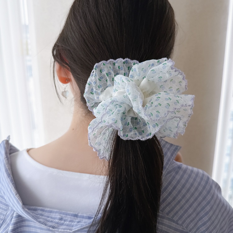 S-729) 小花柄シアーシュシュ | ビーズ・パーツなどのハンドメイド