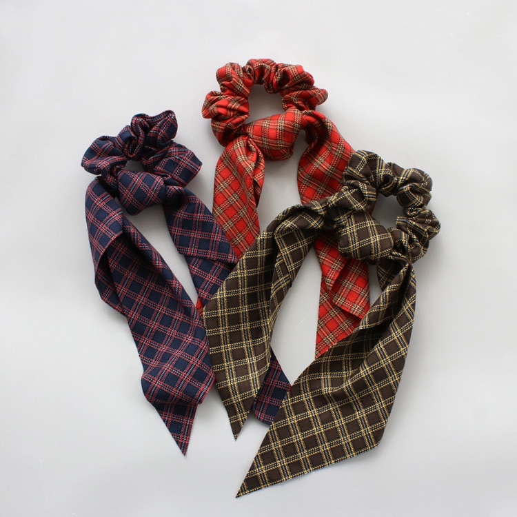 S-650) チェック柄スリムセットシュシュ | ビーズ・パーツなどの